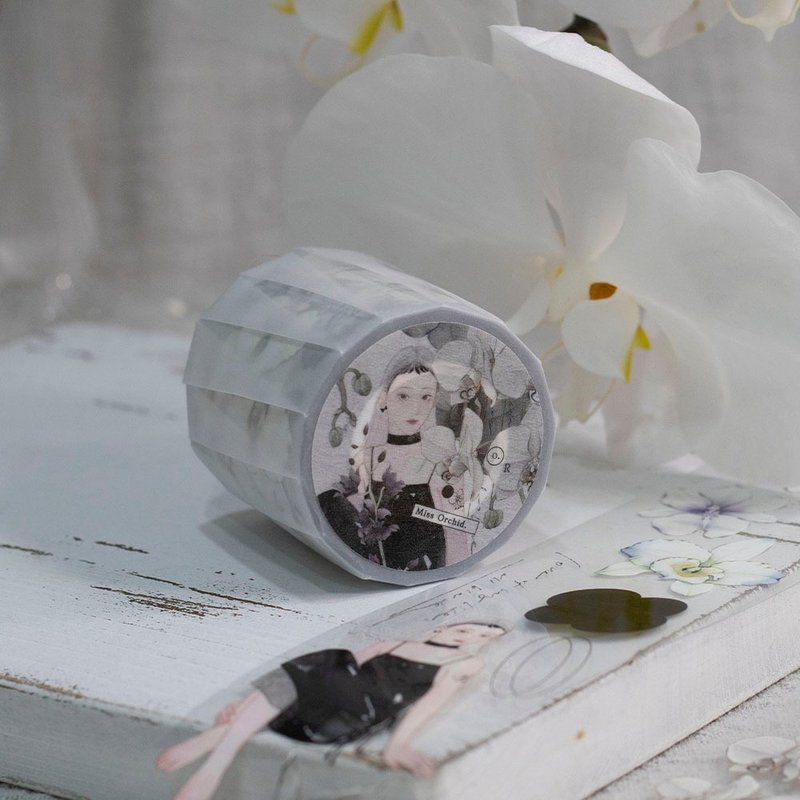 Miss Orchid - 羊君合作款 - 5cm 亮面PET膠帶 - 紙膠帶/和紙/PET - 塑膠 