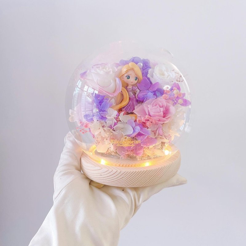 【客製化禮物】Kiitosflorist永生花玻璃球 - 15cm Rapunzel - 乾燥花/永生花 - 玻璃 粉紅色