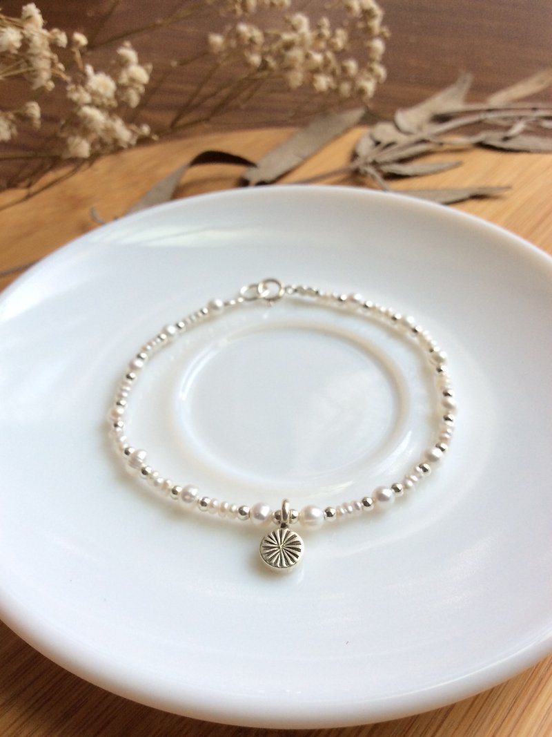 Ops Pearl silver bracelet- 小珍珠/純銀/限定/手鍊 - 手鍊/手鐲 - 寶石 白色