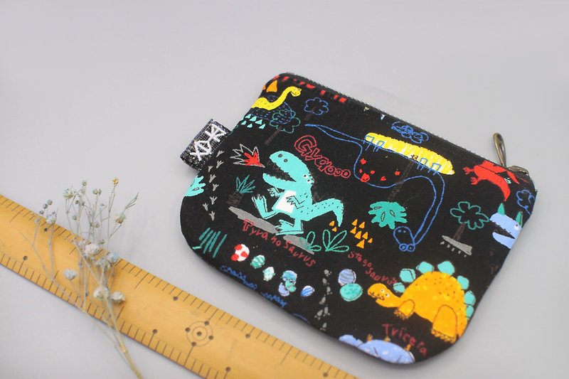 Ping Le Small Pack  - 恐竜小財布、両面 - 小銭入れ - コットン・麻 ブラック