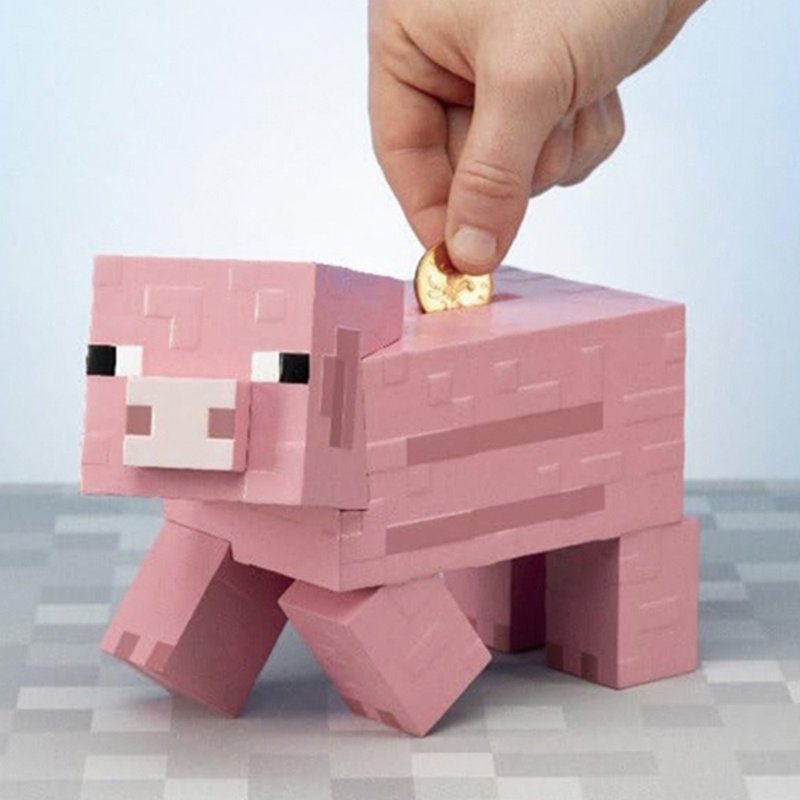 【Paladone UK】Minecraft Wheat Block 3D Pink Pixelated Piggy Bank - ของวางตกแต่ง - พลาสติก 