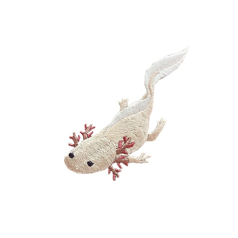 Endangered species of animal ironing embroidery / Mexican axolotl - Badges & Pins - Thread 
