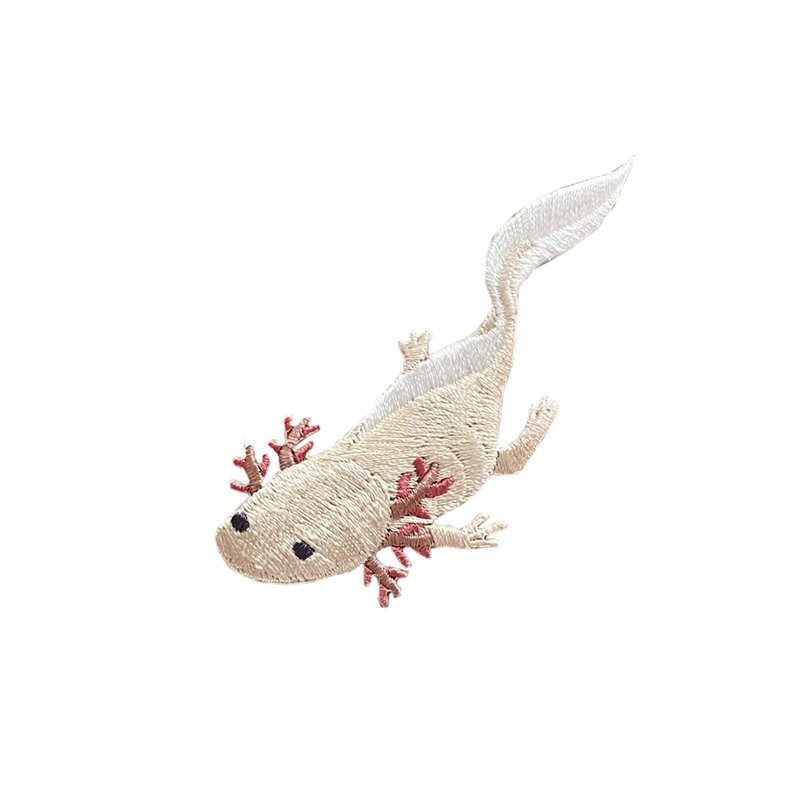 Endangered species of animal ironing embroidery / Mexican axolotl - Badges & Pins - Thread 