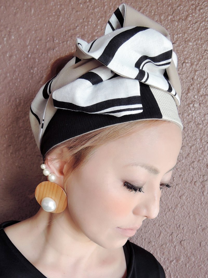 RATA原創頭巾無條紋【日本】 - 髮夾/髮圈 - 棉．麻 白色