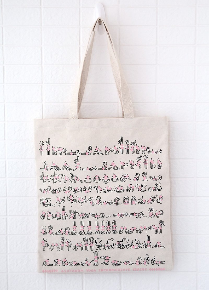Miju Original Design- Ashtanga Yoga Intermediate Series Yoga Tote - Messenger Bags & Sling Bags - Cotton & Hemp Pink