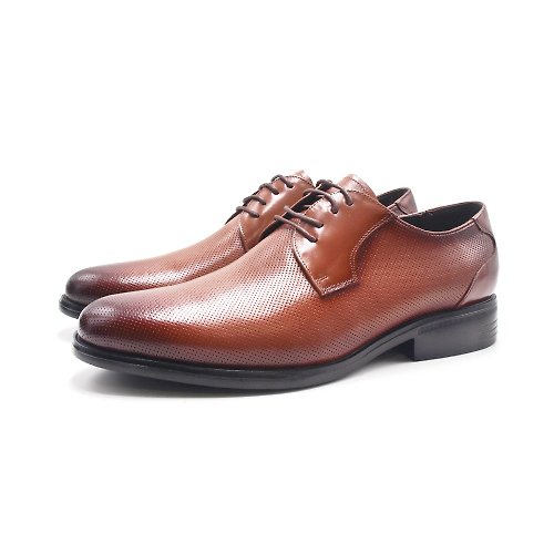 米蘭皮鞋Milano PQ(男)點壓光澤MD輕量型綁帶款上班皮鞋 男鞋-棕色