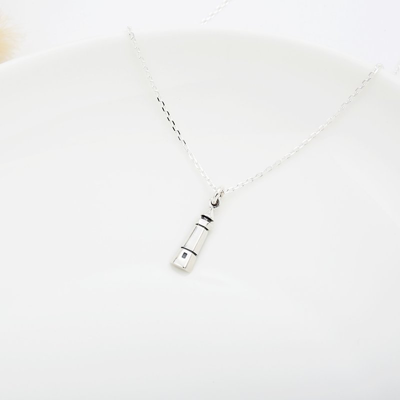 Hope lighthouse s925 sterling silver necklace Valentine's Day Christmas gift - Collar Necklaces - Sterling Silver Silver