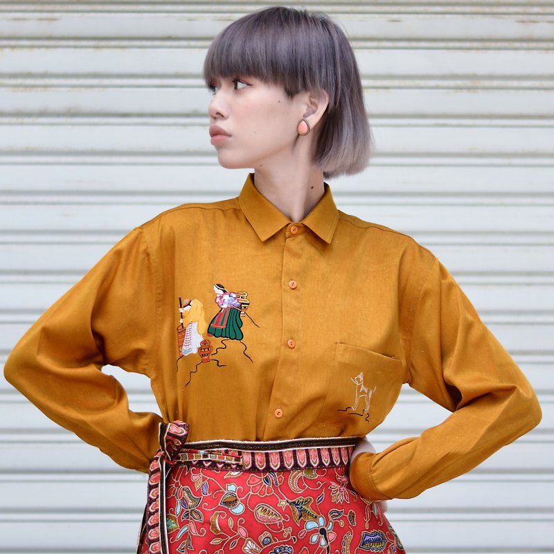 Labor - Yellow | Baroque Long Sleeve Vintage Shirt - Women's Shirts - Other Materials 