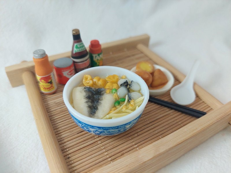 【台灣味】仿真台南虱目魚肚鹹粥擺飾、吊飾、磁鐵 - 吊飾/掛飾 - 黏土 