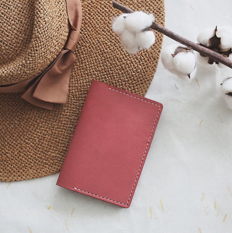 Vegetable Tanned Leather Passport Holder - Dusty Pink - 護照夾/護照套 - 真皮 粉紅色