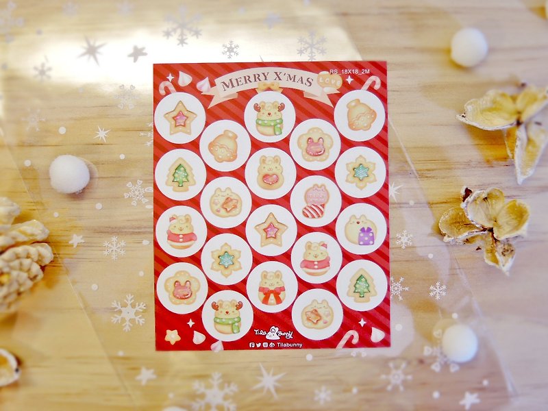 Stickers-X'mas Cookies Bunny - สติกเกอร์ - กระดาษ สีแดง