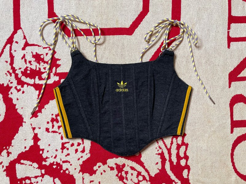 REGETHER 古著改製 adidas 三線綁帶馬甲 BRA TOP -08 - 背心/無袖上衣 - 棉．麻 灰色