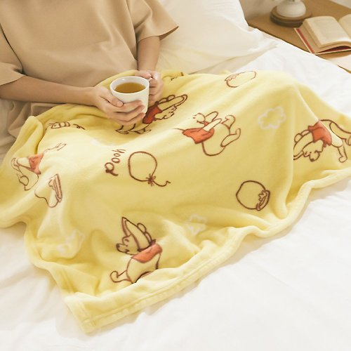 NORNS 迪士尼小熊維尼毛毯 翻滾-冷氣毯 保暖毯 四季毯 法蘭絨刷毛毯