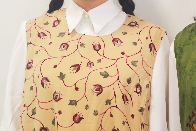 …｛DOTTORI :: DRESS｝Earth Tone Sleeveless Floral Dress - One Piece Dresses - Polyester Khaki