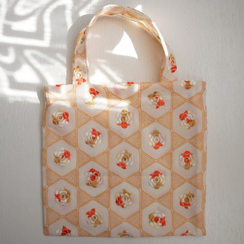 Ba-ba handmade mini shopping bag  No.RB74 - 手提包/手提袋 - 其他材質 橘色