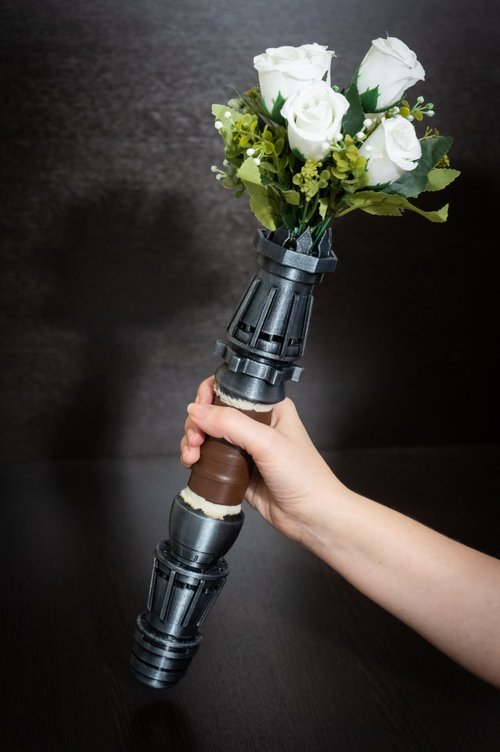 White wedding bouquet holder inspired by Rey's lightsaber hilt - Shop  Tasha's craft Dried Flowers & Bouquets - Pinkoi