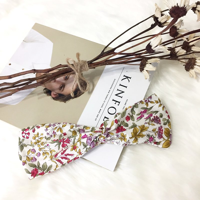 Flower Secret Realm / Flower Rice Peach Powder / Wide Elastic Handmade Hairband - Headbands - Cotton & Hemp 