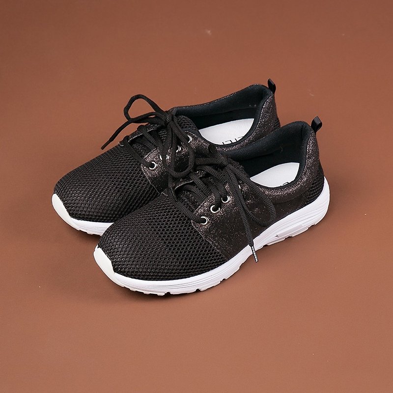 【Lightweight Bounce】Leather Insole Ultra Lightweight Exercise_Jingliang Black - Women's Running Shoes - Other Materials Black