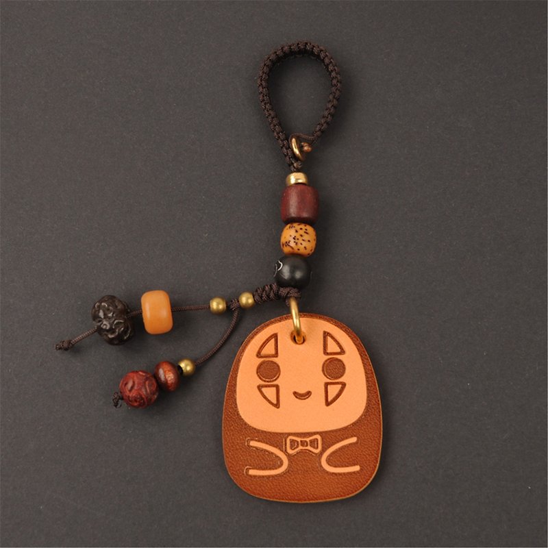 Spirited Away Faceless Man key pendant car key pendant free customization - Keychains - Genuine Leather 