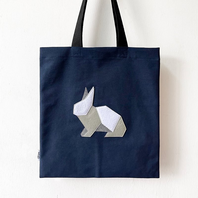 วัสดุอื่นๆ กระเป๋าแมสเซนเจอร์ - Geometric Rabbit, Handmade Canvas Tote Bag