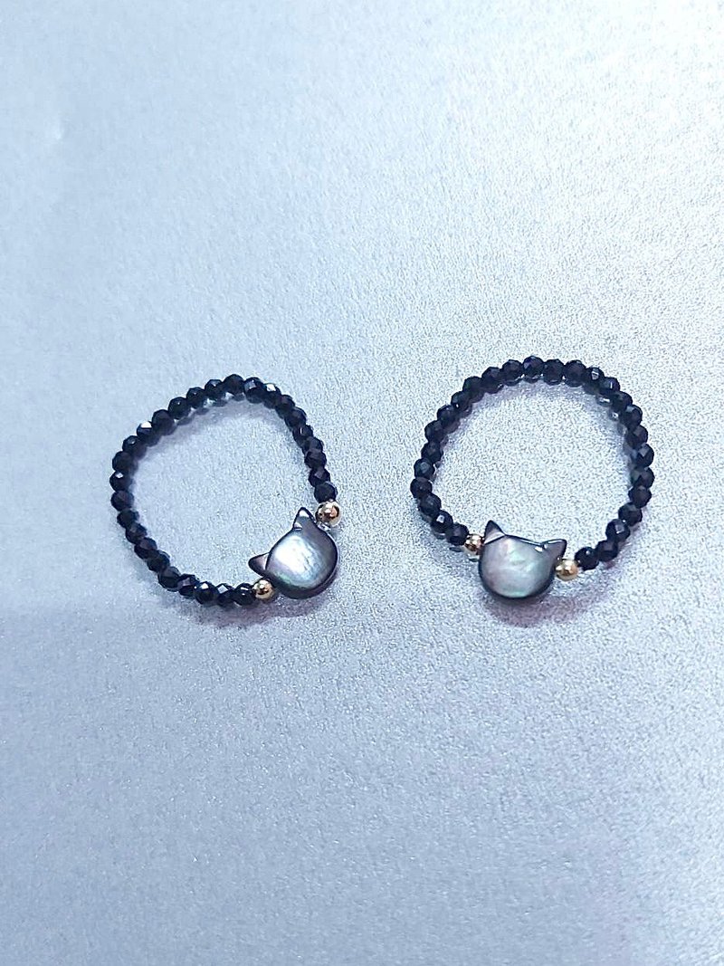 心忱-貓咪戒指 - 戒指 - 水晶 黑色