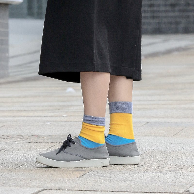 Women's Socks - Sunshine & Smile, British Design for Stylish Ladies - ถุงเท้า - ผ้าฝ้าย/ผ้าลินิน สีเหลือง