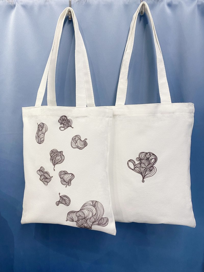 【Re-Re】ReHearti Series - hand-drawn design (hand)bag - Handbags & Totes - Other Materials White