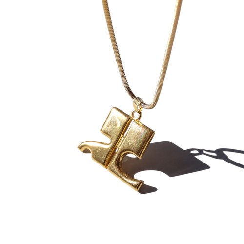 Vintage Courreges Paris golden Logo Necklace with crystals gold 80s 90s |  eBay