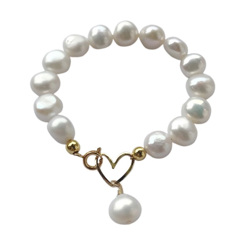 巴洛克珍珠心型扣飾設計款手鍊 - 手鍊/手環 - 珍珠 