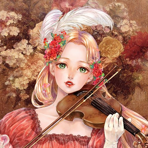 Cream Peach , Orgel melody Violin sticker (8color)