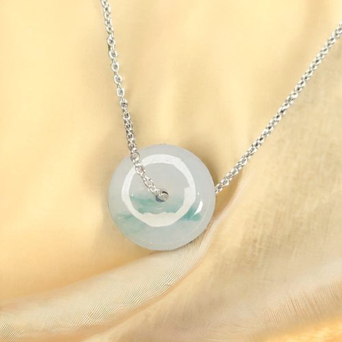 瓔珞珠寶盒 E.L.Jewelry Box 冰糯飄藍花翡翠平安扣 | 天然緬甸玉翡翠A貨