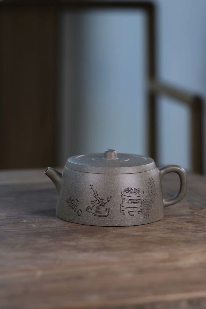 漢瓦220cc宜興紫砂壺茶具茶壺全手工9孔原礦青段預定中 - 茶壺/茶杯/茶具 - 陶 