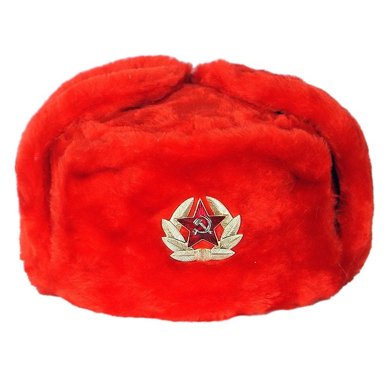 USHANKAロシア軍ソビエト連邦冬季兵士帽子フェイクファーソビエトレッドスターバッジ - 帽子 - その他の素材 レッド