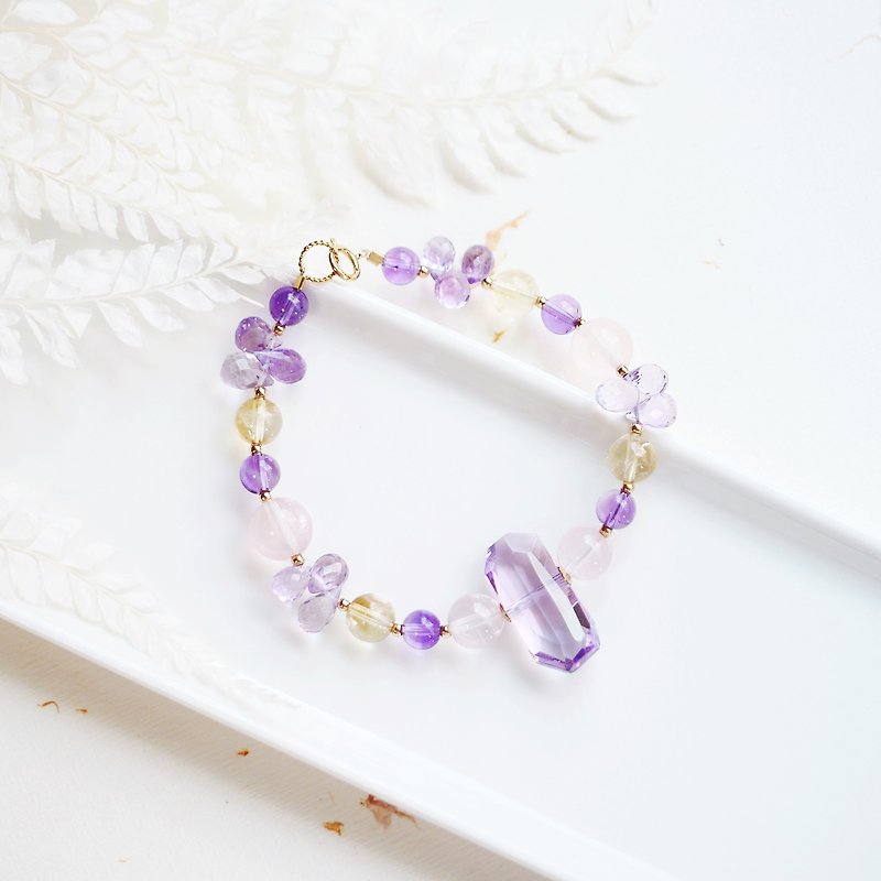 寶石切割紫黃晶 份量感手鍊 - 手鍊/手環 - 水晶 紫色
