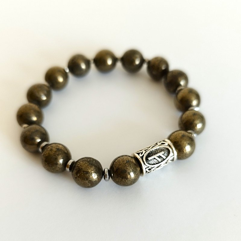 Stylish Pyrite Hematite Bracelet. Runic Wealth Amulet. Jewelry for Women - 手鍊/手環 - 半寶石 多色
