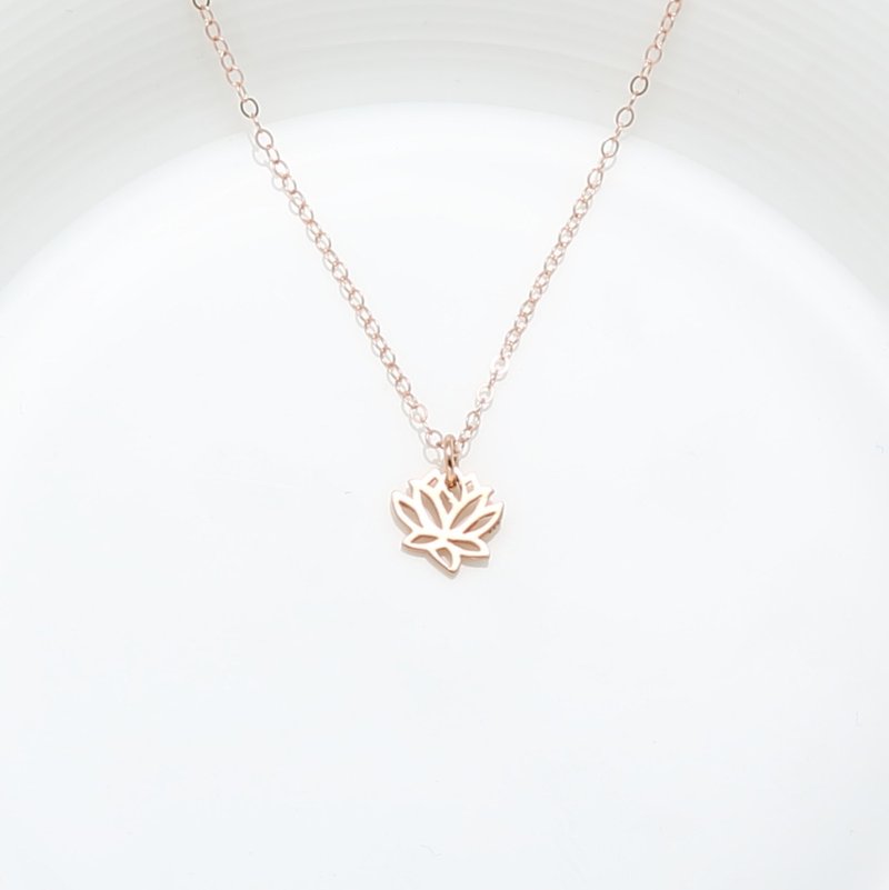 Love Lotus flower s925 sterling silver 18k Rose Gold plated necklace gift - Necklaces - Rose Gold Gold