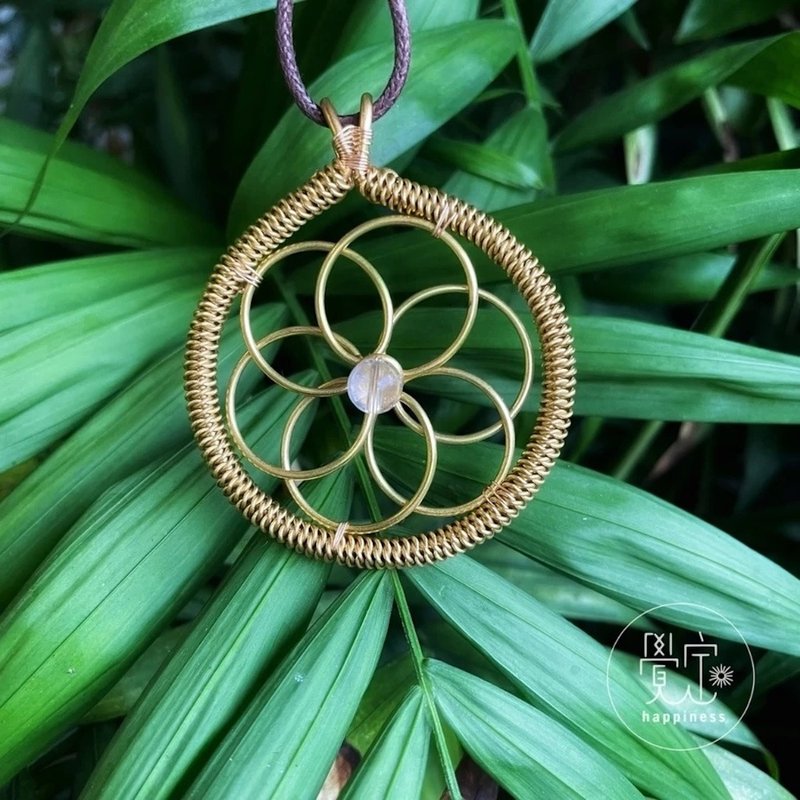生命種子 生命之果 生命之花 奈米銅 項鍊 白水晶 紅銅 黃銅 飾品 - 項鍊 - 銅/黃銅 金色