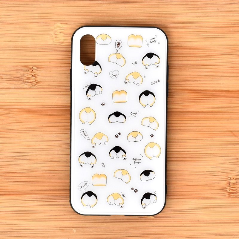 Corgi's butt Tempered glass  IPhone case - 手機殼/手機套 - 其他材質 白色