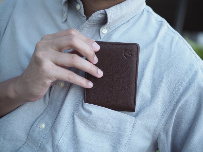 Men purse (Dark Brown) : Short wallet, Brown wallet, folded wallet - 皮夾/長短夾/錢包 - 真皮 咖啡色