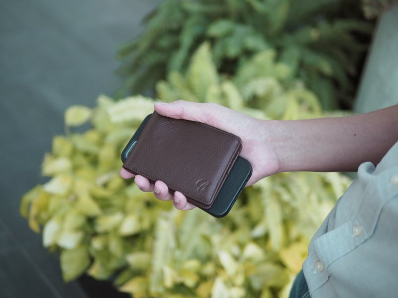 Men purse (Dark choco) : Short wallet, Brown wallet, folded wallet - กระเป๋าสตางค์ - หนังแท้ สีนำ้ตาล