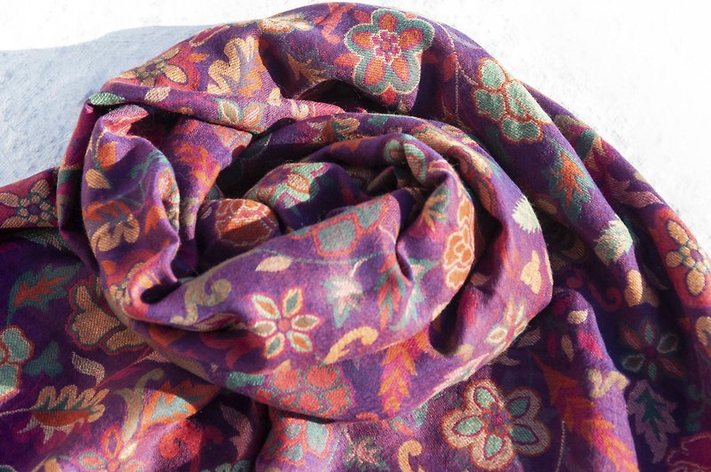 Cashmere woven cashmere scarf pure wool scarf shawl ring velvet shawl-flower - Knit Scarves & Wraps - Wool Multicolor