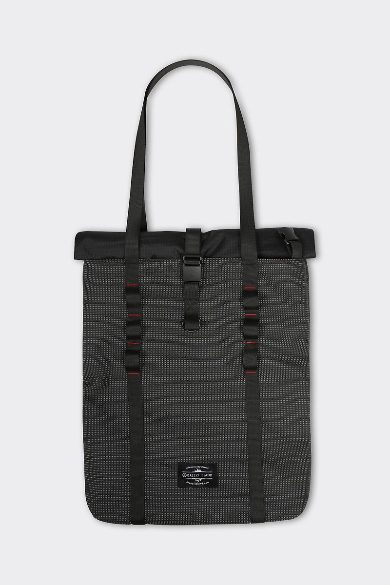 Reflective Tote Bag with Two Back Roll Cover - กระเป๋าแมสเซนเจอร์ - ไฟเบอร์อื่นๆ สีดำ