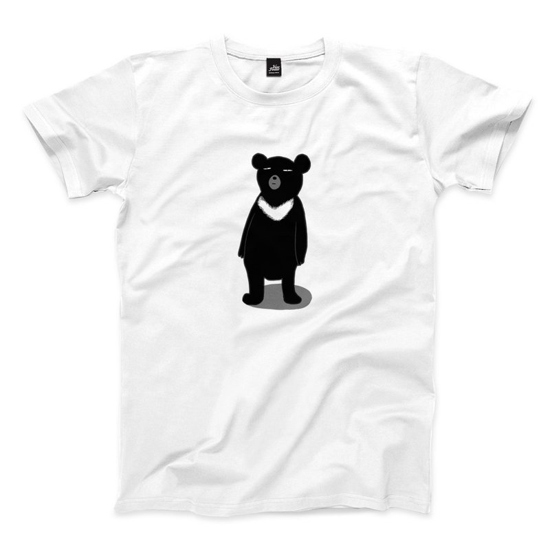 Black Bear's Helplessness-White-Unisex T-shirt - เสื้อยืดผู้ชาย - ผ้าฝ้าย/ผ้าลินิน ขาว