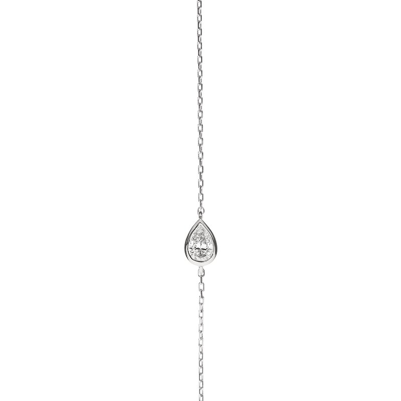 Silver Teardrop Single Diamond Bracelet - สร้อยข้อมือ - เพชร สึชมพู