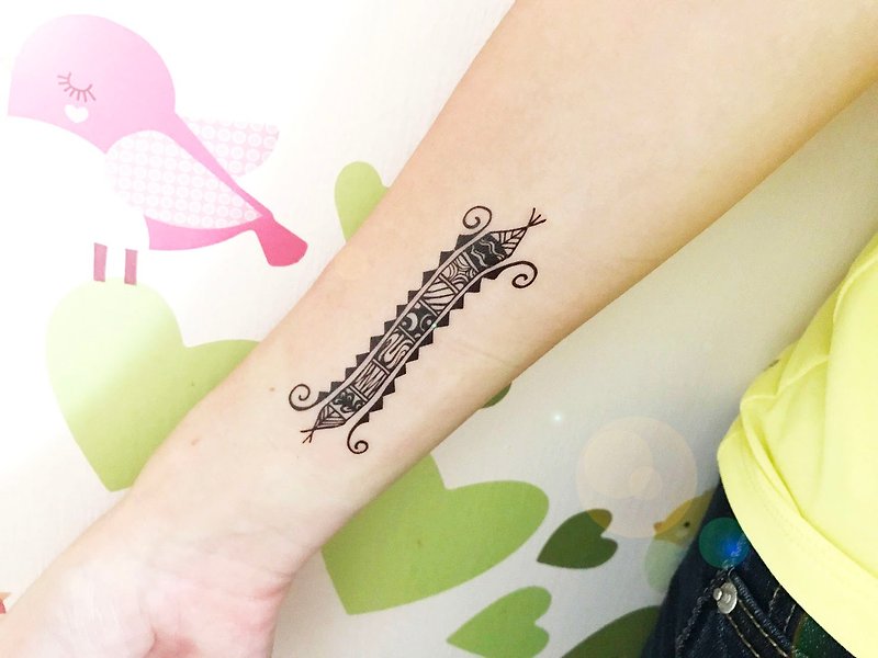 【Tattoo Sticker】Taiwanese Totem Sticker Original Taiwan Image Totem (Hand-painted) - สติ๊กเกอร์แทททู - กระดาษ สีดำ