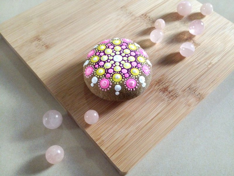 Afternoon dessert Mandala stone - Items for Display - Stone Pink