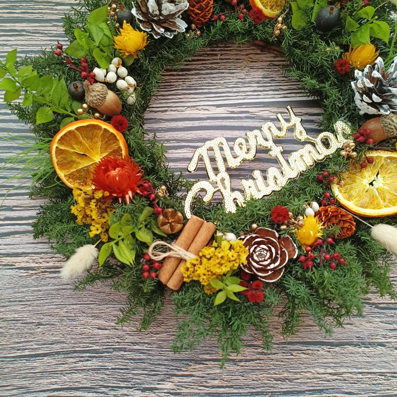 【Garden Series】Two Styles of Preserved Cedar Christmas Wreaths 33x33cm - Dried Flowers & Bouquets - Plants & Flowers Green