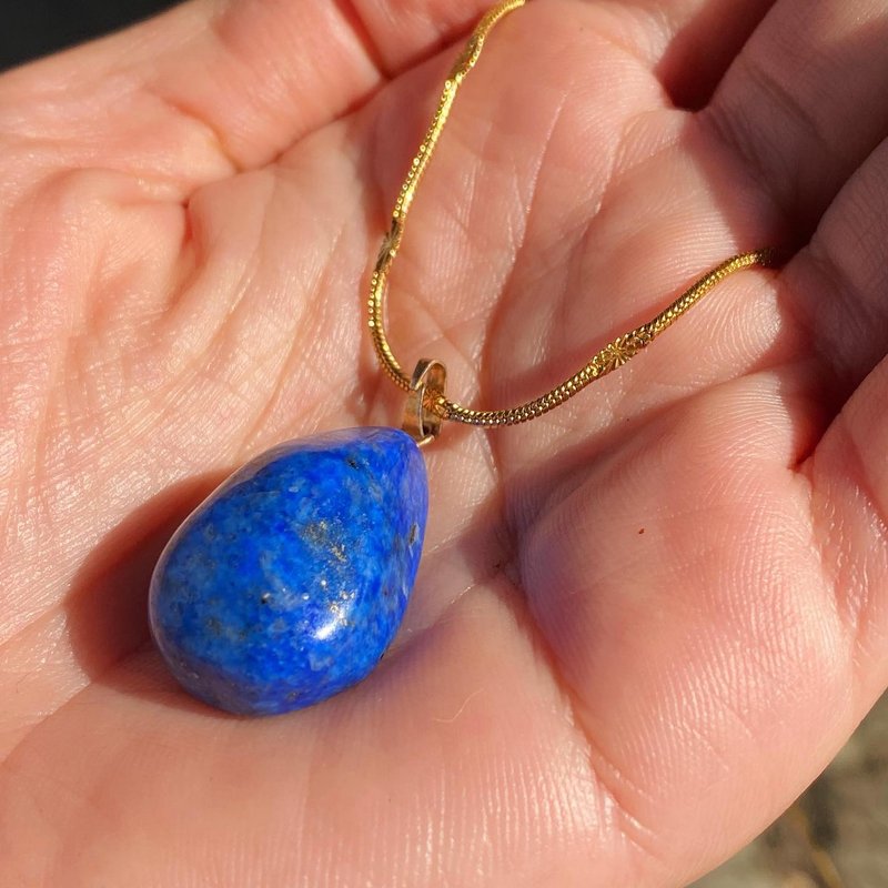 【Lost and find】Neck neck FD03 of old natural stone lapis lazuli - Necklaces - Gemstone Blue