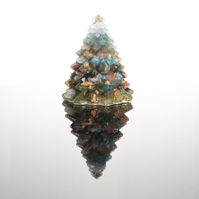 【快速出貨】綠色金箔水晶聖誕樹-大-能量樹寶石樹奧根交換禮物 - 擺飾/家飾品 - 水晶 綠色