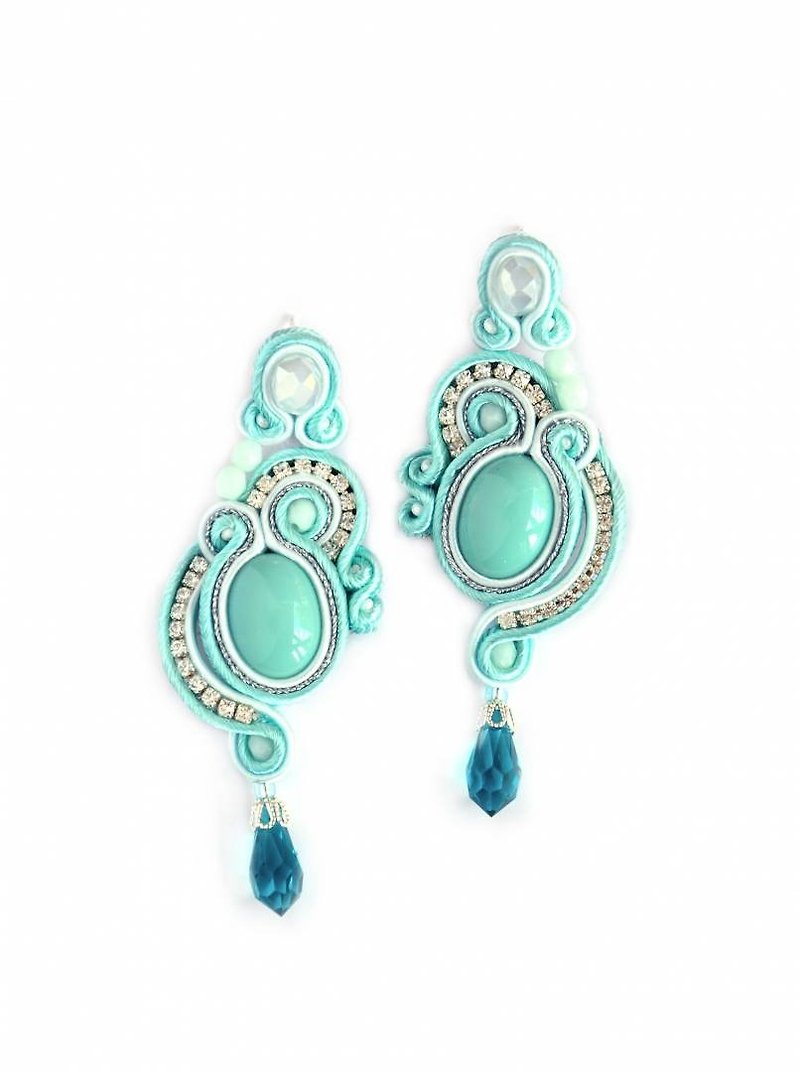 Earrings Long drop asymmetric earrings - Earrings & Clip-ons - Other Materials Green
